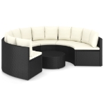 Set Divani da Giardino 7 pz con Cuscini in Polyrattan Nero