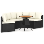 Set Divani da Giardino 5 pz con Cuscini in Polyrattan Nero