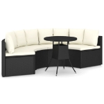 Set Divani da Giardino 5 pz con Cuscini in Polyrattan Nero