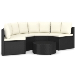 Set Divani da Giardino 5 pz con Cuscini in Polyrattan Nero