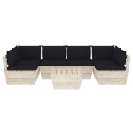 Set Divani da Giardino su Pallet 7 pz con Cuscini Legno Abete