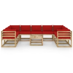 Set Divani da Giardino 10 pz e Cuscini Legno di Pino Impregnato