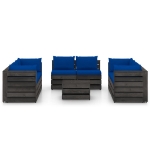 Set Divani da Giardino con Cuscini 9 pz Legno Impregnato Grigio