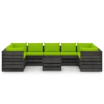 Set Divani da Giardino con Cuscini 10pz Legno Impregnato Grigio