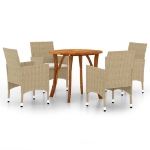 Set Mobili da Pranzo per Giardino 5 pz Beige