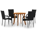 Set Mobili da Pranzo per Giardino 5 pz Nero