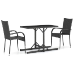 Set Mobili da Pranzo per Giardino 3 pz Nero