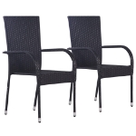 Set Mobili da Pranzo per Giardino 3 pz Polyrattan Nero