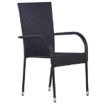 Set Mobili da Pranzo per Giardino 3 pz Polyrattan Nero