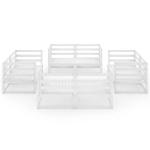Set Divani da Giardino 8 pz Bianco in Legno Massello di Pino