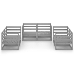 Set Divani da Giardino 6 pz Grigio in Legno Massello di Pino