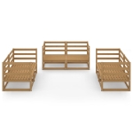 Set Divani da Giardino 6 pz Miele in Legno Massello di Pino