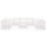 Set Divani da Giardino 8 pz Bianco in Legno Massello di Pino