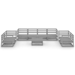 Set Divani da Giardino 9 pz Grigio in Legno Massello di Pino