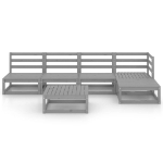 Set Divani da Giardino 6 pz Grigio in Legno Massello di Pino