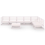 Set Divani da Giardino 8 pz Bianchi in Legno Massello di Pino