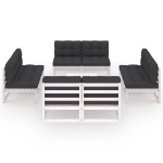 Set Divani da Giardino 9 pz con Cuscini Legno Massello di Pino