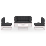 Set Divani da Giardino 5 pz con Cuscini Legno Massello di Pino