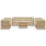 Set Divani da Giardino 8 pz con Cuscini Legno Massello di Pino