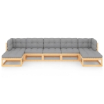 Set Divani da Giardino 7 pz con Cuscini Legno Massello di Pino