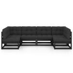 Set Divani da Giardino 6 pz con Cuscini Massello di Pino Nero
