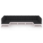 Set Divani da Giardino 7 pz con Cuscini Massello di Pino Bianco