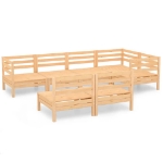 Set Divani da Giardino 7 pz in Legno Massello di Pino