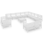 Set Divani da Giardino 13 pz in Legno Massello di Pino Bianco