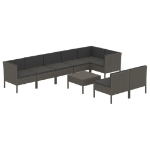 Set Divani da Giardino 9 pz con Cuscini in Polyrattan Grigio