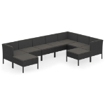 Set Divani da Giardino 9 pz con Cuscini in Polyrattan Nero