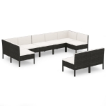 Set Divani da Giardino 9 pz con Cuscini in Polyrattan Nero