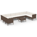 Set Divani da Giardino 11 pz con Cuscini in Polyrattan Marrone