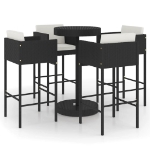 Set Bar da Giardino 5 pz con Cuscini Polyrattan Nero