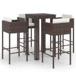 Set da Bar da Giardino 5 pz con Cuscini in Polyrattan Marrone