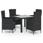 Set Mobili da Giardino 5 pz con Cuscini in Polyrattan Nero