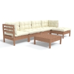 Set Divani da Giardino 6 pz con Cuscini Miele Legno di Pino
