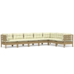 Set Divani da Giardino 7 pz con Cuscini Miele Legno di Pino