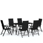 Set Mobili da Pranzo per Giardino 7 pz Nero