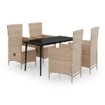 Set da Pranzo per Giardino 5 pz con Cuscini Beige