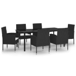 idaXL Set Mobili da Pranzo per Giardino 7 pz Nero