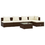 Set Divani da Giardino 6 pz con Cuscini in Polyrattan Marrone