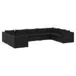 Set Divani da Giardino 9 pz con Cuscini in Polyrattan Nero