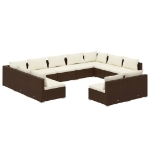 Set Divani da Giardino 11 pz con Cuscini in Polyrattan Marrone