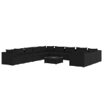 Set Divani da Giardino 12 pz con Cuscini in Polyrattan Nero