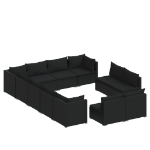 Set Divani da Giardino 12 pz con Cuscini in Polyrattan Nero