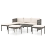 Set Divani da Giardino 6 pz con Cuscini in Polyrattan Grigio