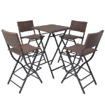 Set da Giardino 5 pz Pieghevole in Acciaio e Polyrattan Marrone