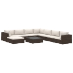 Set Divani da Giardino 9 pz con Cuscini in Polyrattan Marrone