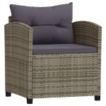 Set Divani da Giardino 3 pz con Cuscini in Polyrattan Grigio