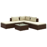 Set Divani da Giardino 6 pz con Cuscini in Polyrattan Marrone